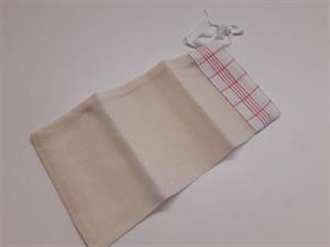 Spegepølsepose / Charcuteriepose / Pølsepose, røde tern, 25 x 12 cm